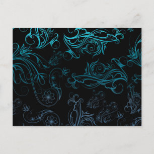 Floral Blue Postcard Postkarte