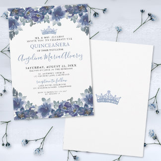 Floral Blue Quinceanera Einladung