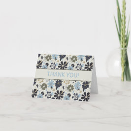 Floral Blue Retro Muster Vielen Dank Dankeskarte