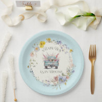 Floral Blue Truck Baby Boy in Bloom Paper Teller