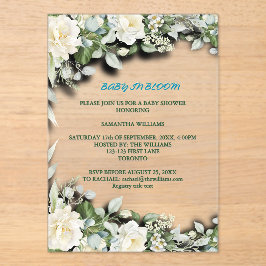 Floral Blue Watercolor Theme Acryleinladungen