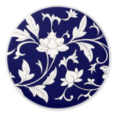 Floral Blue & White Chinoiserie Keramikknauf (Vorderseite)