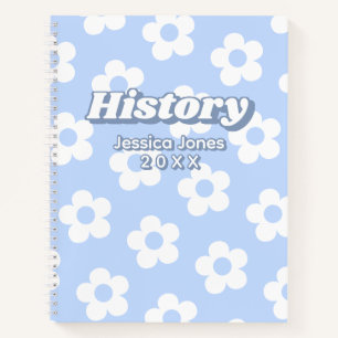Floral Blue White Daisy Pattern School Notizblock