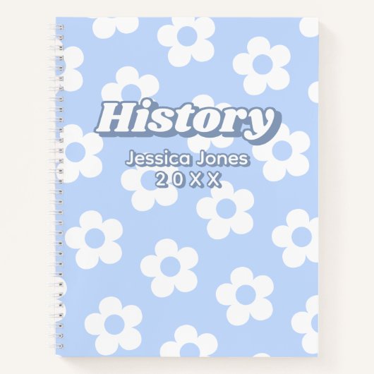Floral Blue White Daisy Pattern School Notizblock (Vorderseite)