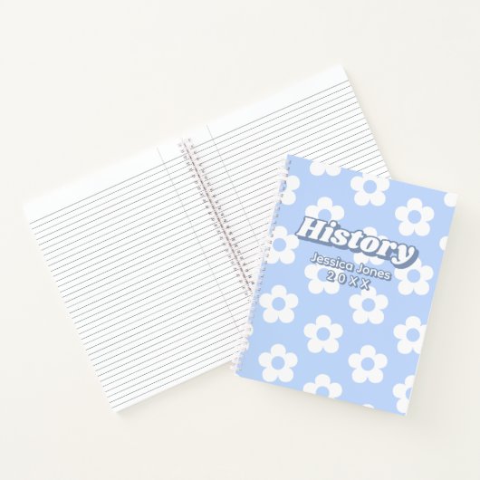 Floral Blue White Daisy Pattern School Notizblock (Innenseite)