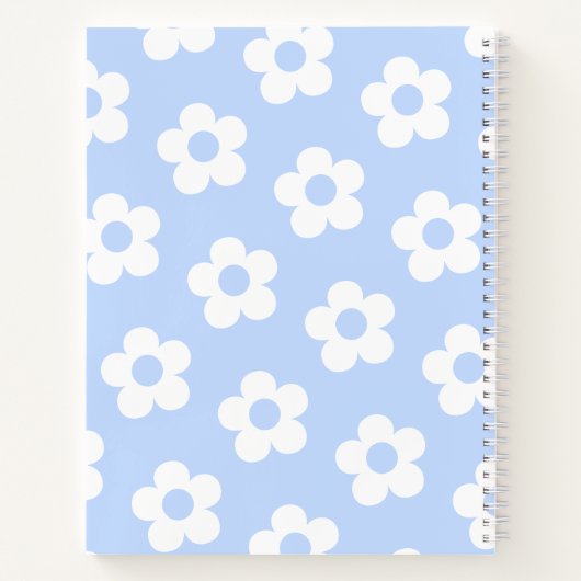 Floral Blue White Daisy Pattern School Notizblock (Rückseite)