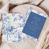 Floral Blue White Toile De Jouy Foto Save The Date