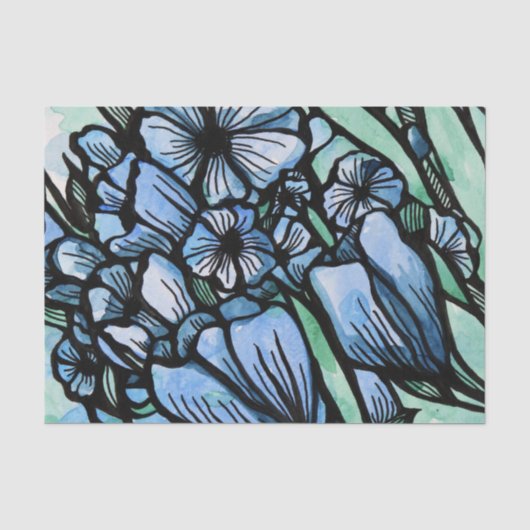 Floral Blues Seidenpapier (Vorderseite)