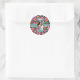 Floral Blume Botanische Girl-Babydusche Runder Aufkleber