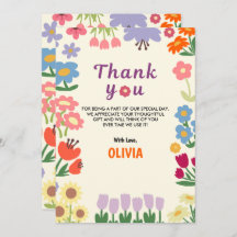 Floral Blume Geburtstag 5. Dankeschön Flat Card