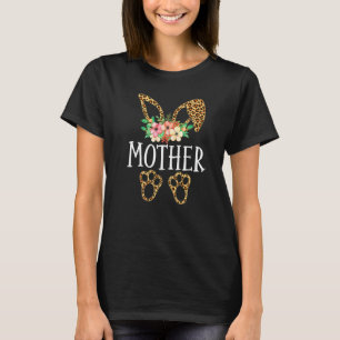 Floral Blume Leopard Mutter Bunny Happy Oaster D T-Shirt