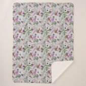 Floral Blume Lupin Thistle Bird Scottish Pattern Sherpadecke (Vorderseite)