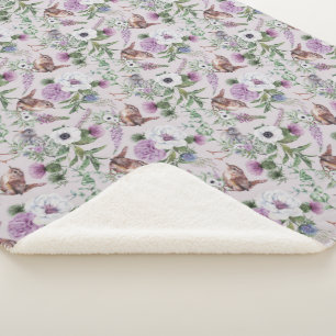 Floral Blume Lupin Thistle Bird Scottish Pattern Sherpadecke