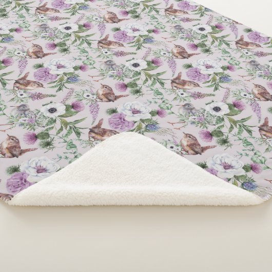 Floral Blume Lupin Thistle Bird Scottish Pattern Sherpadecke (3/4)