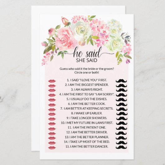 Floral Blush & Creme Er sagte, sie sagte Bridal Ga (Vorne/Hinten)