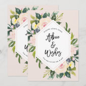 Floral Blush Handgeschriebener Rat & Wünsche Mr &  Hinweiskarte (Vorne/Hinten)