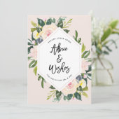 Floral Blush Handgeschriebener Rat & Wünsche Mr &  Hinweiskarte (Stehend Vorderseite)