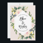 Floral Blush Handgeschriebener Rat & Wünsche Mr &  Hinweiskarte<br><div class="desc">Floral Blush Handwriting Advice & Wishings Card für die Zukunft Mr & Mrs.</div>