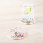 Floral Blush Peonies Trendy Script Mr. and Mrs. Getränkeuntersetzer (Seite)