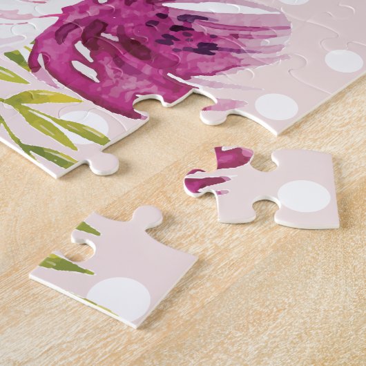 Floral Blush Peonies Trendy Script Mr. and Mrs. Puzzle (Seite)