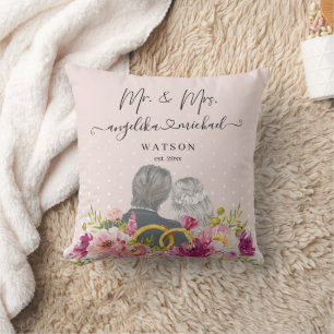 Floral Blush Pfingstrosen Trendige Schrift Herr un Kissen