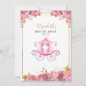 Floral Blush Pink Aschenputtel Royal Quinceanera Einladung (Rückseite)