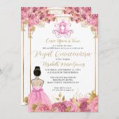 Floral Blush Pink Aschenputtel Royal Quinceanera Einladung (Vorne/Hinten)