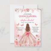 Floral Blush Pink Bilingual Spanish Quinceanera Einladung (Rückseite)