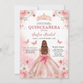 Floral Blush Pink Bilingual Spanish Quinceanera Einladung (Rückseite)