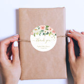 Floral Blush Pink Gold Botanisch Danke Sticker