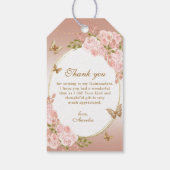 Floral Blush Pink Gold Tiara Butterfly Quinceañera Geschenkanhänger (Rückseite)