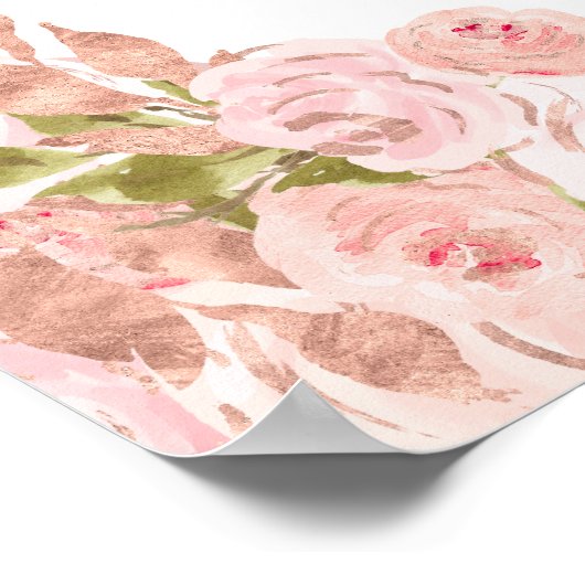 Floral Blush Pink Gold Tiara Butterfly Quinceañera Poster (Ecke)