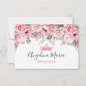 Floral Blush Pink Quinceanera RSVP Card (Rückseite)