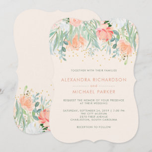 Floral Blush Romance   Wasserfarbenhochzeit Einladung
