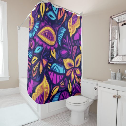 Floral Boho Abstrakt farbig 2 Duschvorhang (Beispiel)
