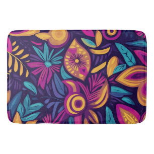Floral Boho Abstrakt farbig 3 Badematte