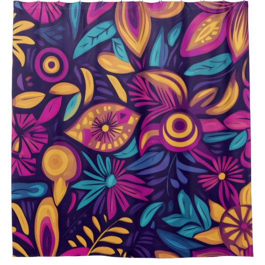 Floral Boho Abstrakt farbig 3 Duschvorhang (Vorderseite)