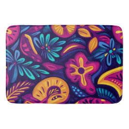 Floral Boho Abstrakt farbig 4 Badematte