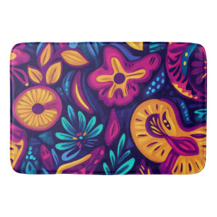 Floral Boho Abstrakt farbig 4 Badematte