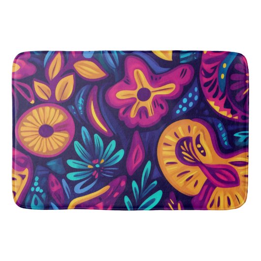 Floral Boho Abstrakt farbig 4 Badematte (Vorderseite)