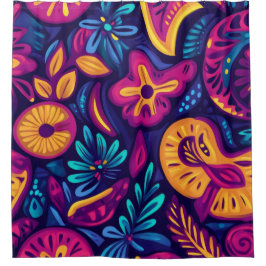 Floral Boho Abstrakt farbig 4 Duschvorhang