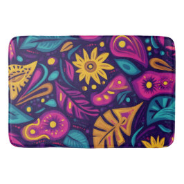 Floral Boho Abstrakt farbig 5 Badematte