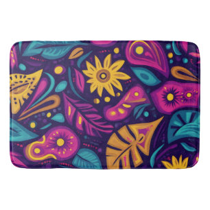 Floral Boho Abstrakt farbig 5 Badematte