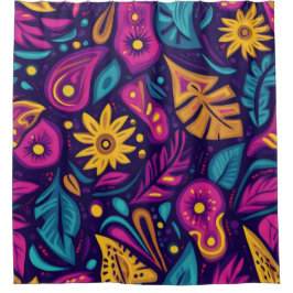 Floral Boho Abstrakt farbig 5 Duschvorhang