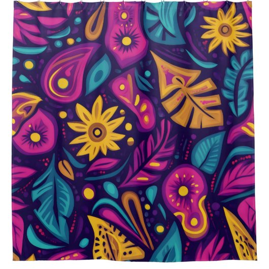 Floral Boho Abstrakt farbig 5 Duschvorhang (Vorderseite)