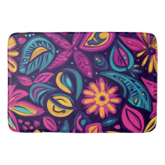 Floral Boho Abstrakt farbig 6 Badematte (Vorderseite)