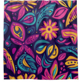 Floral Boho Abstrakt farbig 6 Duschvorhang