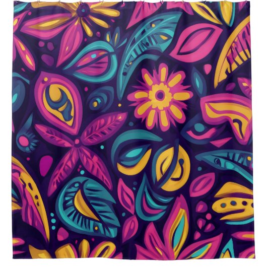 Floral Boho Abstrakt farbig 6 Duschvorhang (Vorderseite)