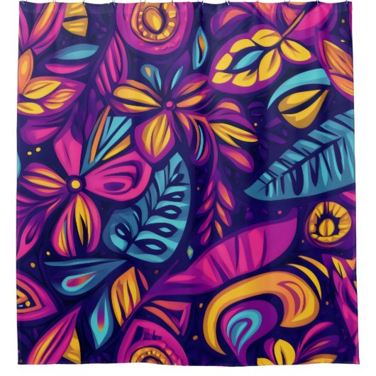 Floral Boho Abstrakt farbig 7 Duschvorhang (Vorderseite)