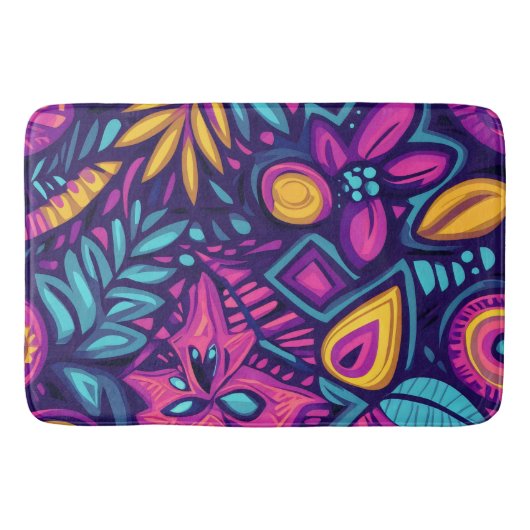 Floral Boho Abstrakt farbig 8 Badematte (Vorderseite)